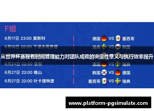 从世界杯赛程看时间管理能力对团队成败的决定性意义与执行效率提升